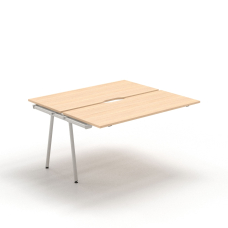 Narbutas ROUND - Supplementary unit for desk benches with sliding desktops and cut-outs (scallop) for wire management, Color Beige, Grey Metal Legs | Home Office & Gaming