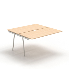 Narbutas ROUND - Supplementary unit for desk benches with sliding desktops and cut-outs, Color Beige, Grey Metal Legs | Home Office & Small Spaces