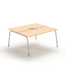 Narbutas ROUND - 2-desk bench with cut-outs for grommet, Color Beige, Grey Metal Legs | Home Office & Remote Work