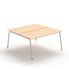Narbutas ROUND - 2–desk bench with sliding desktops, Color Beige, Grey Metal Legs | Home Office & Gaming