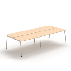 Narbutas ROUND - 4–desk bench with sliding desktops, Color Beige, Grey Metal Legs | Computer Desk