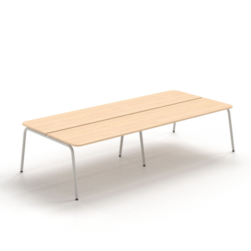 Narbutas ROUND - 4–desk bench with sliding desktops, Color Beige, Grey Metal Legs | Computer Desk
