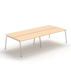 Narbutas ROUND - 4–desk bench with sliding desktops, Color Beige, Grey Metal Legs | Small Rooms & Dorms