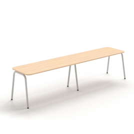 Narbutas ROUND - Single row 2-desk bench, Color Beige, Grey Metal Legs | Home Office & Remote Work