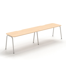 Narbutas ROUND - Single row 2-desk bench with cut-outs (scallop) for wire management, Color Beige, Grey Metal Legs | Modern Computer Desk