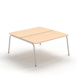 Narbutas ROUND - 2–desk bench with sliding desktops, Color Beige, Grey Metal Legs | Home Office Environments