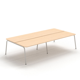 Narbutas ROUND - 4–desk bench with sliding desktops, Color Beige, Grey Metal Legs | Computer Desk