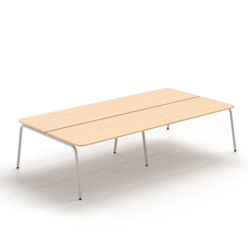Narbutas ROUND - 4–desk bench with sliding desktops, Color Beige, Grey Metal Legs | Computer Desk