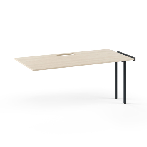 Narbutas ZEDO - Supplementary unit for single row 2-desk bench with a cut-out for grommet, Color Beige, Black Metal Legs | Home Office Computer Desk