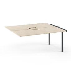 Narbutas ZEDO - Supplementary unit for 2-desk bench with cut-outs for grommet, Color Beige, Black Metal Legs | Computer Desk