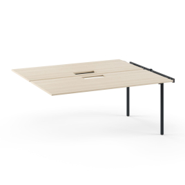 Narbutas ZEDO - Supplementary unit for 2-desk bench with cut-outs for grommet, Color Beige, Black Metal Legs | Home Office Computer Desk