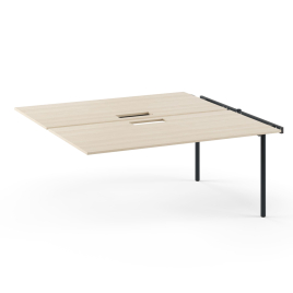 Narbutas ZEDO - Supplementary unit for 2-desk bench with cut-outs for grommet, Color Beige, Black Metal Legs | Small Rooms & Dorms