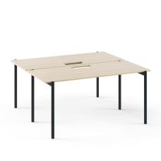 Narbutas ZEDO - 2-desk bench with cut-outs for grommet, Color Beige, Black Metal Legs | Apartments & Home Offices
