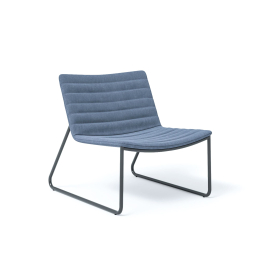 Narbutas VEGAS - Lounge Chair With Horizontal Stitching, Color Blue, Cantilever Steel Frame | Offices