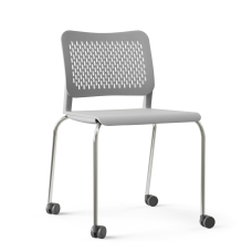 Narbutas WAIT - Conference Chair, Color Grey, Plastic Seat And Backrests, Chrome-Plated Four-leg Steel Frame With Polyamide Castors | Conference Areas