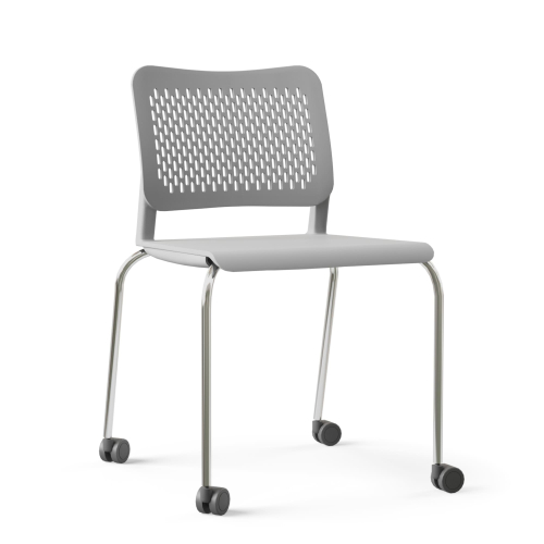 Narbutas WAIT - Conference Chair, Color Grey, Plastic Seat And Backrests, Chrome-Plated Four-leg Steel Frame With Polyamide Castors | Conference Areas