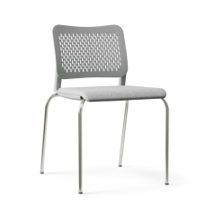 Narbutas WAIT - Conference Chair, Color Grey, Upholstered Seat, Plastic Backrests, Chrome-Plated Four-leg Steel Frame | Office Environments