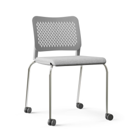 Narbutas WAIT - Conference Chair, Color Grey, Upholstered Seat, Plastic Backrests, Chrome-Plated Four-leg Steel Frame With Castors | Event Rooms