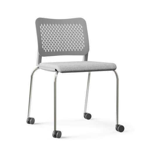 Narbutas WAIT - Conference Chair, Color Grey, Upholstered Seat, Plastic Backrests, Chrome-Plated Four-leg Steel Frame With Castors | Event Rooms