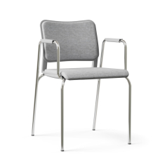 Narbutas WAIT - Conference Chair With Armrests,Color Grey, Upholstered Seat And Backrest, ChromePlated Four-leg Steel Frame | Event Rooms