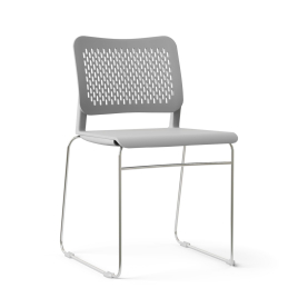 Narbutas WAIT - Conference Chair, Color Grey, Plastic Seat And Backrests, Chrome-Plated Wire Steel Frame | Office Reception & Meetings