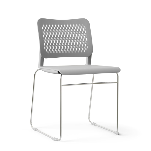Narbutas WAIT - Conference Chair, Color Grey, Plastic Seat And Backrests, Chrome-Plated Wire Steel Frame | Office Reception & Meetings