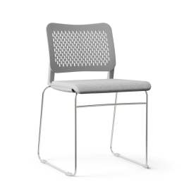 Narbutas WAIT - Conference Chair, Color Grey, Upholstered Seat, Plastic Backrests, Chrome-Plated Wire Steel Frame | Corporate Use