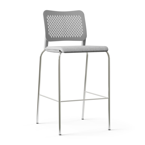Narbutas WAIT - High Chair, Color Grey, Upholstered Seat, Plastic Backrests, Chrome Plated Four-leg Steel Frame | Office Spaces