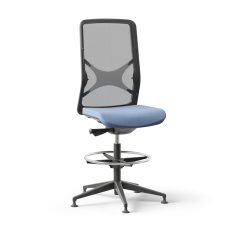 Narbutas WIND - Task High Swivel Chair, Black Plastic Frame, Beige Upholstered Seat And Beige Mesh Backrest, Black Fiberglass Plastic Base, Polyamide Glides | Workstations