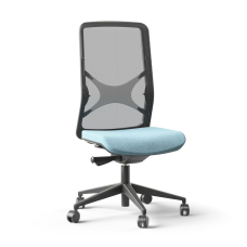 Narbutas WIND - Task Chair, Backrest Upholstered With Mesh, Color Blue, Black Plastic 5 Star Base With Fiberglass, Rubber Castors | Desk Work