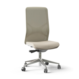 Narbutas WIND - Task Chair, Backrest Upholstered With Mesh, Color Beige, Polished aluminium 5 star base, Polyamide Castors | Flexible Use