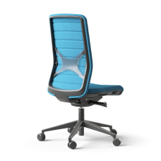 Narbutas WIND - Task Chair, Backrest Upholstered With Fabric, Color Blue, Blue Fabric, Black plastic 5 star base with fiberglass, Polyamide Castors | Offices