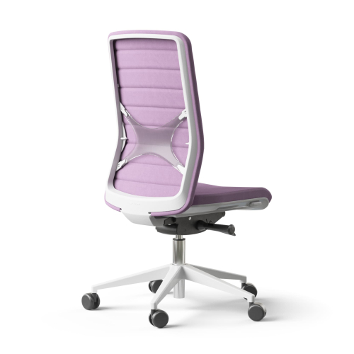Narbutas WIND - Task Chair, Backrest Upholstered With Fabric, Color Pink, Pink Fabric, White plastic 5 star base with fiberglass, Polyamide Castors | Multi-purpose Offices