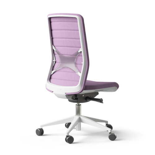 Narbutas WIND - Task Chair, Backrest Upholstered With Fabric, Color Pink, Pink Fabric, White plastic 5 star base with fiberglass, Polyamide Castors | Ergonomic Support