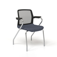 Narbutas WIND - Visitor Chair, Color Blue, Black Mesh Backrest, Black Upholstered Seat, Chromed Steel 4-leg Frame | Office & Home