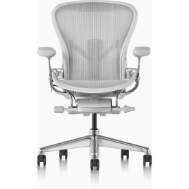 Aeron Remastered - office chair, aluminum carcas, color – grey, on castors