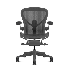 Herman Miller Aeron - Ergonomic Office Chair, Size B, Color Black with Black Polymer Base, PostureFit Support  | Offices