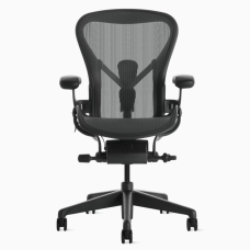 Herman Miller Aeron - Ergonomic Office Chair, Size B, Color Black with Black Polymer Base, PostureFit Support | Offices
