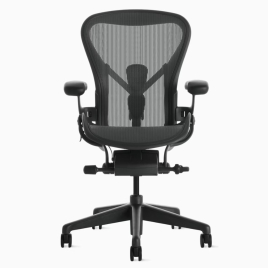 Herman Miller Aeron - Ergonomic Office Chair, Size B, Color Black with Black Polymer Base, PostureFit Support  | Offices