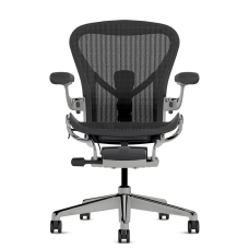 Herman Miller Aeron - Office Chair, Size B, Color Graphite with Aluminum Polished Steel Base With Headrest | Offices