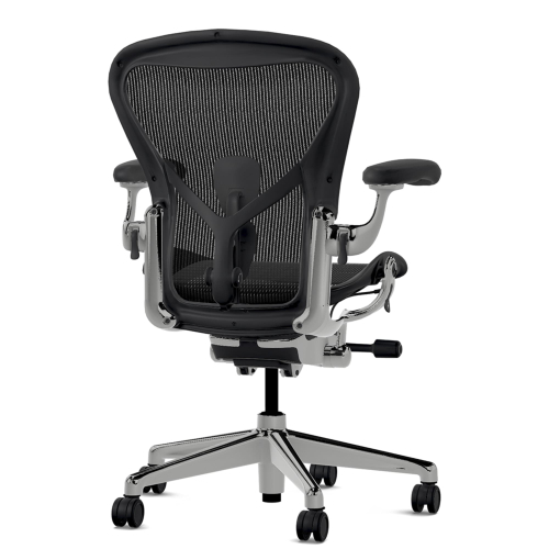 Herman Miller Aeron - Office Chair, Size B, Color Graphite with Aluminum Polished Steel Base With Headrest | Offices-3