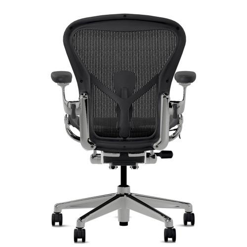 Herman Miller Aeron - Office Chair, Size B, Color Graphite with Aluminum Polished Steel Base With Headrest | Offices-4