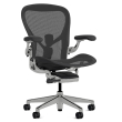 Herman Miller Aeron - Office Chair, Size C, Color Graphite with Aluminum Polished Steel Base With Headrest | Desk Work-1