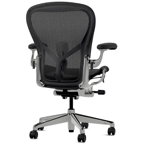 Herman Miller Aeron - Office Chair, Size C, Color Graphite with Aluminum Polished Steel Base With Headrest | Desk Work-3