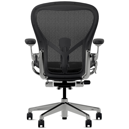 Herman Miller Aeron - Office Chair, Size C, Color Graphite with Aluminum Polished Steel Base With Headrest | Desk Work-4