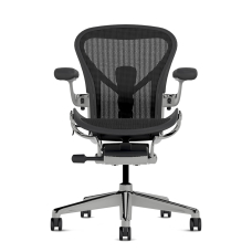 Herman Miller Aeron - Office Chair, Size A, Color Graphite with Aluminum Polished Steel Base With Headrest | Workstations