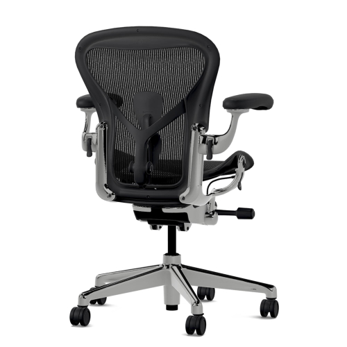 Herman Miller Aeron - Office Chair, Size A, Color Graphite with Aluminum Polished Steel Base With Headrest | Workstations-3