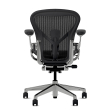 Herman Miller Aeron - Office Chair, Size A, Color Graphite with Aluminum Polished Steel Base With Headrest | Workstations-4