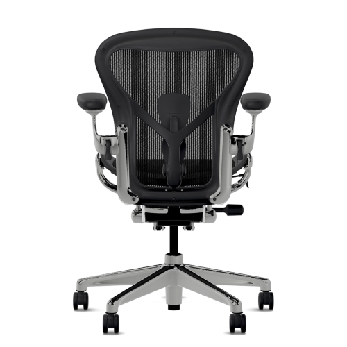 Herman Miller Aeron - Office Chair, Size A, Color Graphite with Aluminum Polished Steel Base With Headrest | Workstations-4