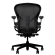 Herman Miller Aeron - Office Chair, Size B, Color Onyx with Onyx Steel Base With Headrest | Corporate Use-4